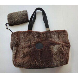 CHANEL Lapin Tote Shoulder Bag Brown Pouch